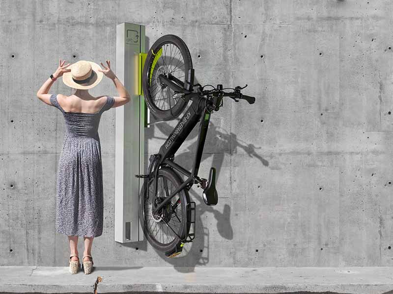 Bike-Parking-Lift mit Fahrrad und E-Bike